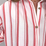Carmen Striped Button Up Top - PAPER DOLL