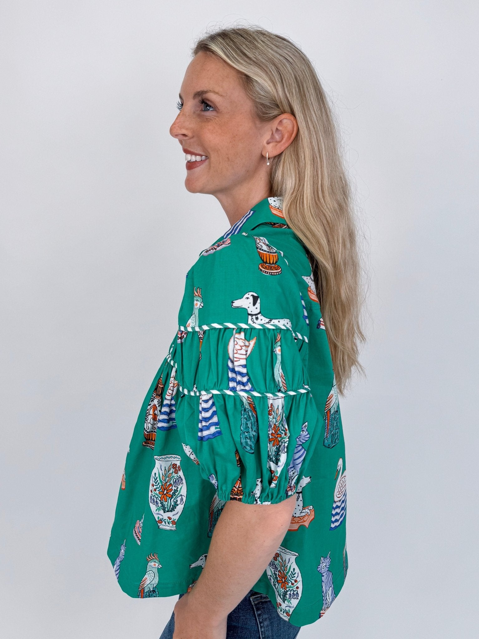 Puppies & Swans Button Up Top - PAPER DOLL