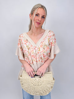 Sprouting Spring V - Neck Knit Top - PAPER DOLL