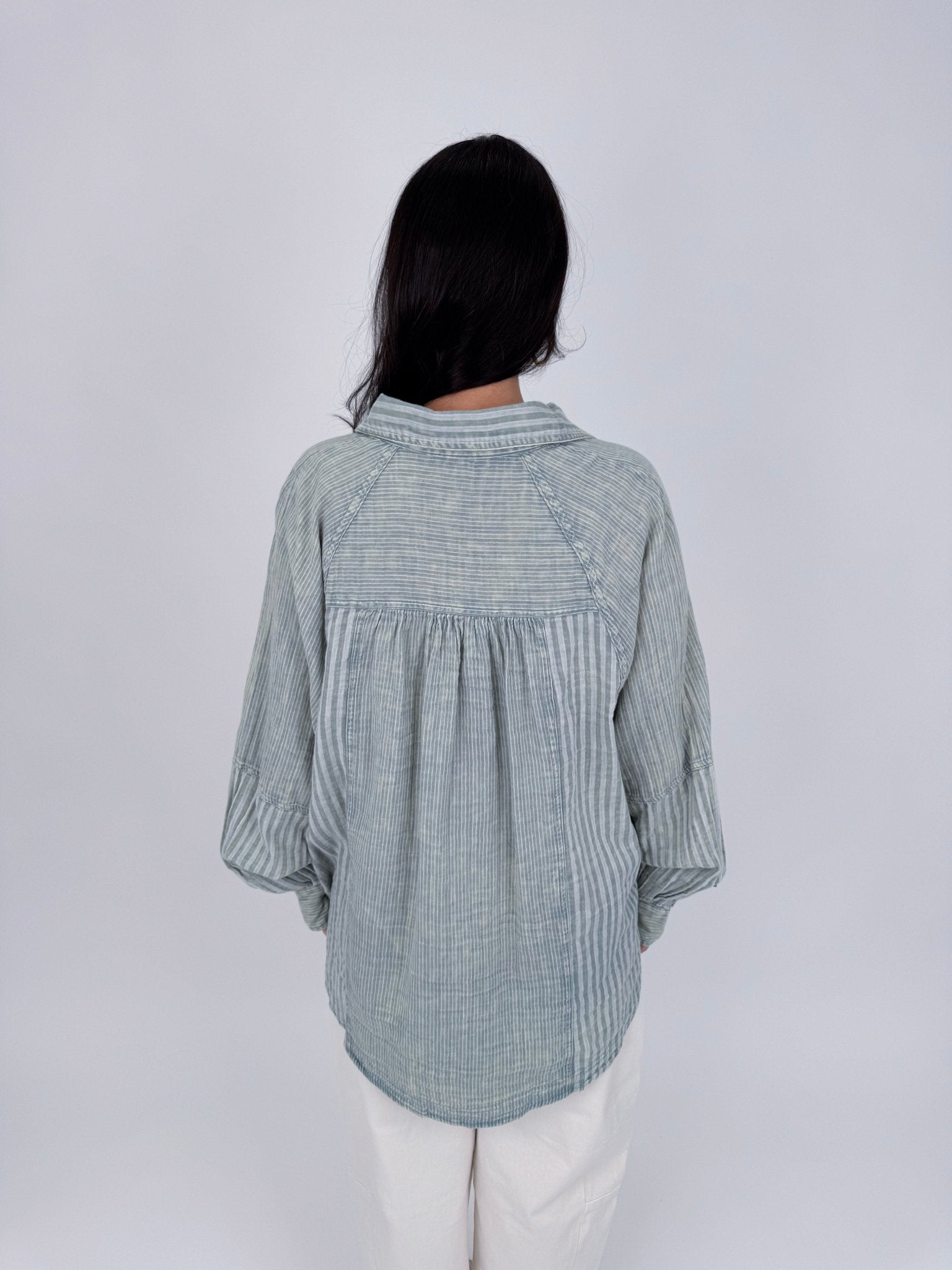 Beverly Striped Button Up Top - PAPER DOLL