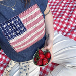 Americana Mixed Fabric Flag Top - PAPER DOLL