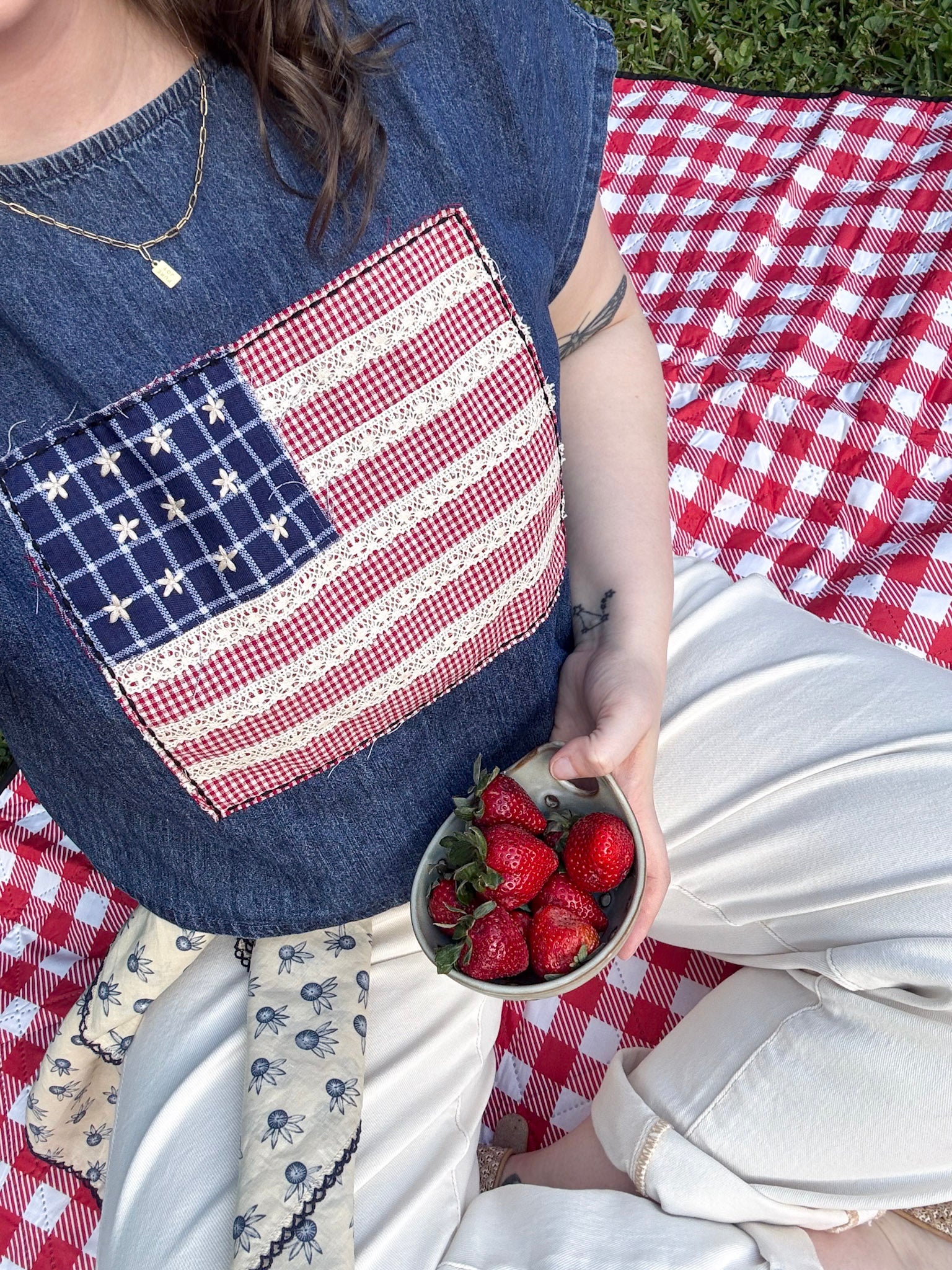 Americana Mixed Fabric Flag Top - PAPER DOLL