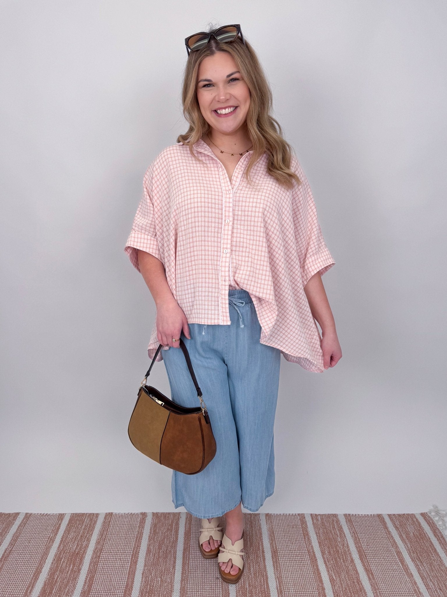 Minding My Business Linen Button Up - PAPER DOLL