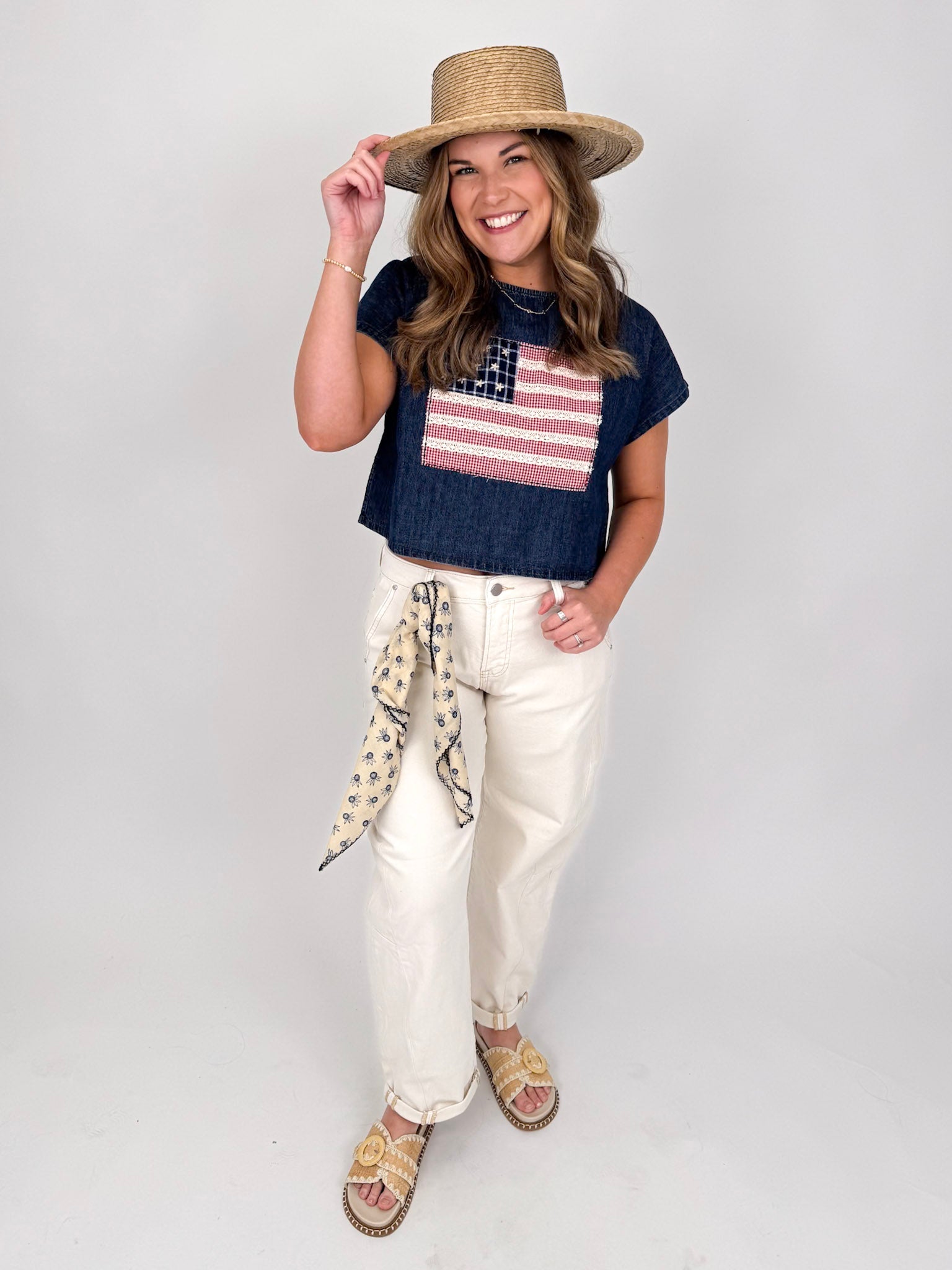 Americana Mixed Fabric Flag Top - PAPER DOLL