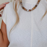 Simple Day Ruched Side Tie Blouse - PAPER DOLL