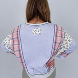 Just A Joy Mixed Fabric Top - PAPER DOLL
