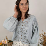 Dreaming Denim Floral Button Top - PAPER DOLL