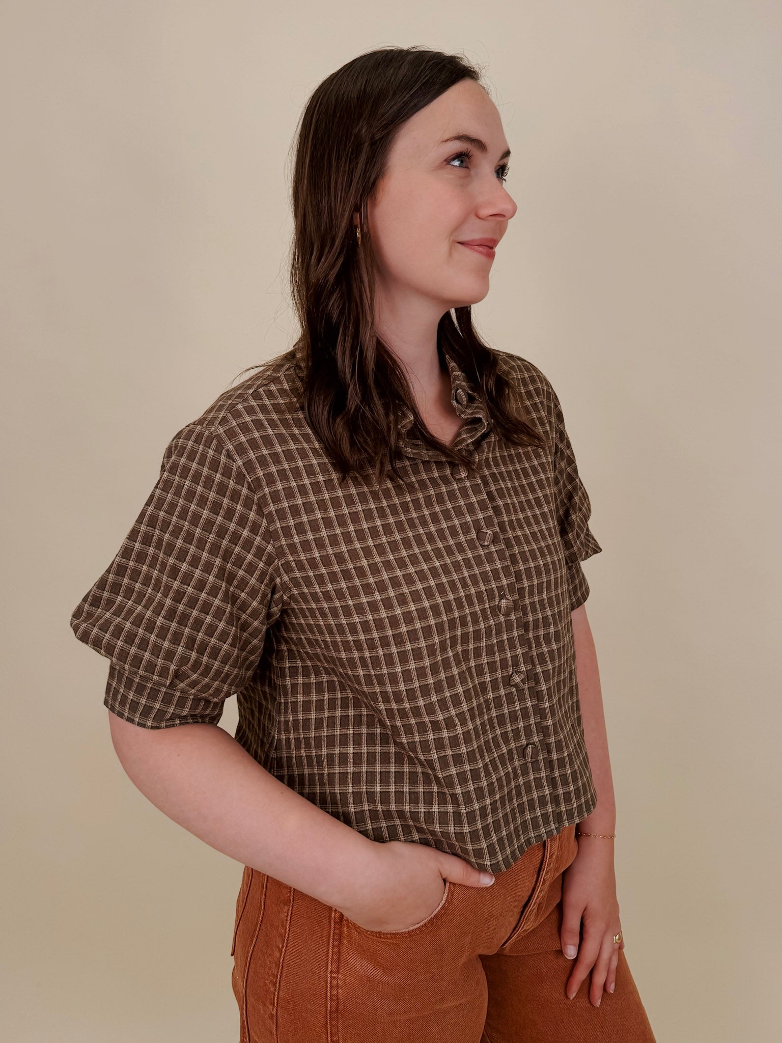 Belle Plaid Button Up Top - PAPER DOLL
