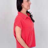 Meadow Muse Elevated Tee with polo collar and washed cotton finish — Paper Doll