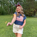 Americana Mixed Fabric Flag Top - PAPER DOLL