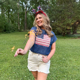 Americana Mixed Fabric Flag Top - PAPER DOLL