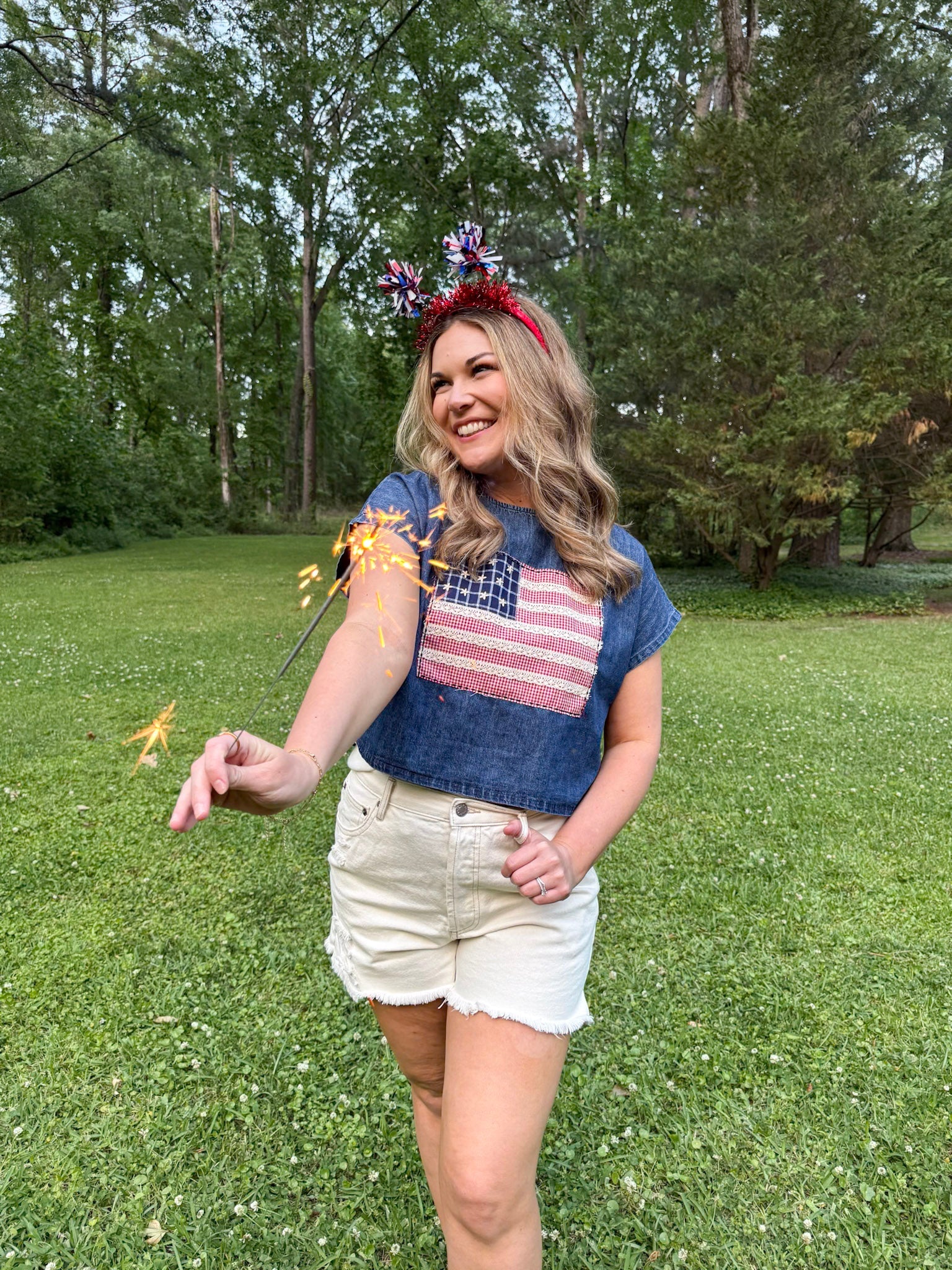 Americana Mixed Fabric Flag Top - PAPER DOLL