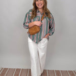Wren Striped Front Button Top - PAPER DOLL