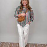 Wren Striped Front Button Top - PAPER DOLL