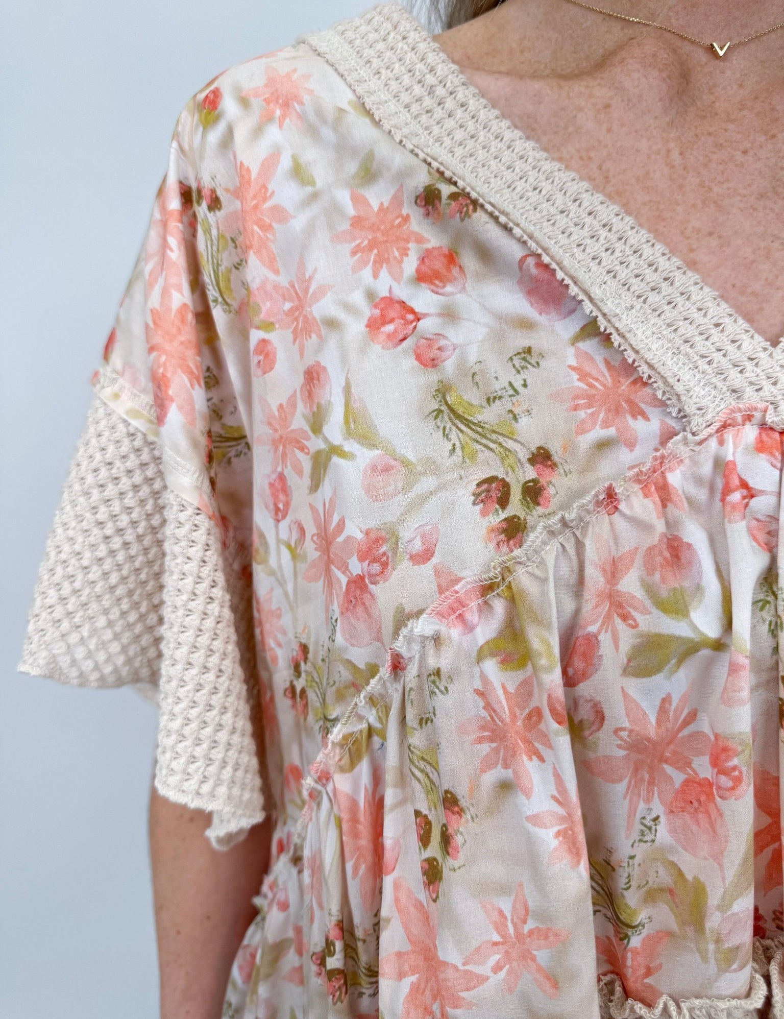 Sprouting Spring V - Neck Knit Top - PAPER DOLL