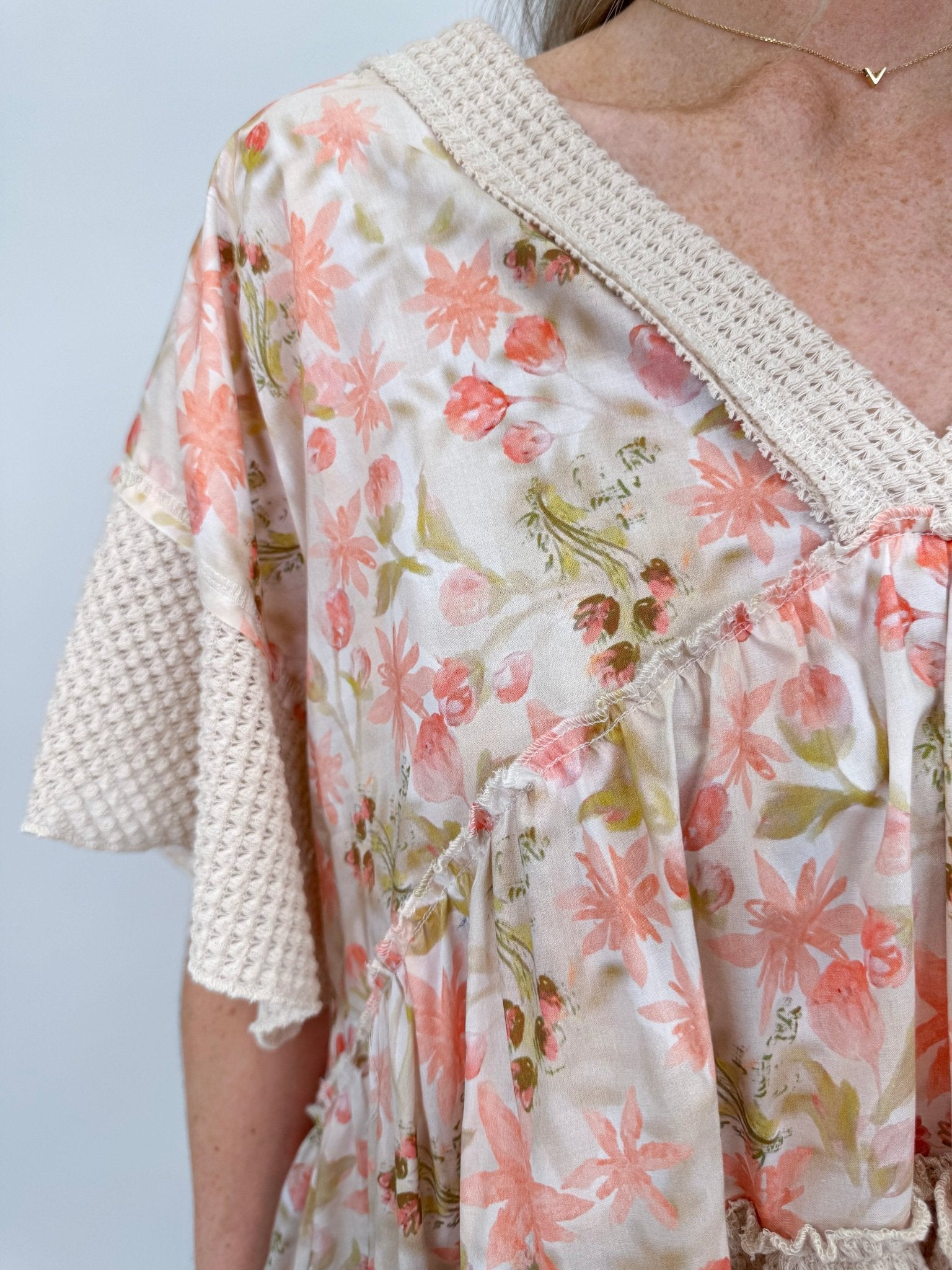 Sprouting Spring V - Neck Knit Top - PAPER DOLL