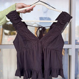 Etta V-Neck Lace Trim Top - PAPER DOLL