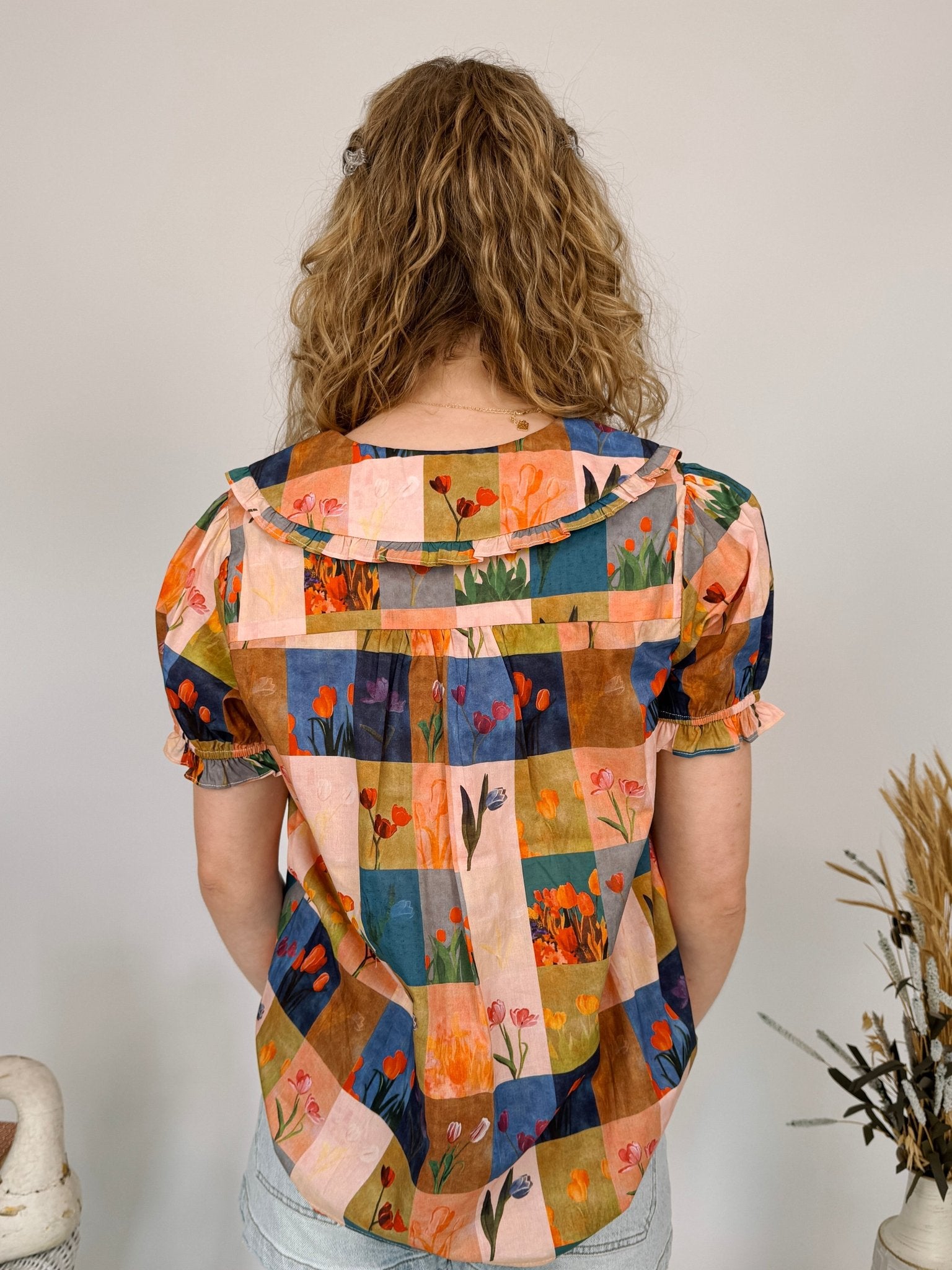 Gillian Puff Sleeve Button Up Top - PAPER DOLL