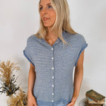 Leona Striped Sweater Vest Cardigan - PAPER DOLL