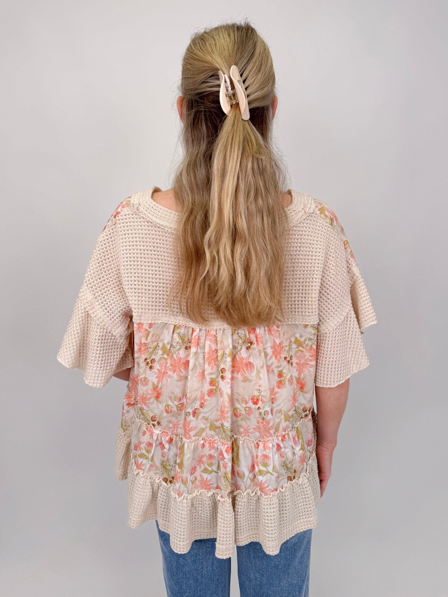 Sprouting Spring V - Neck Knit Top - PAPER DOLL