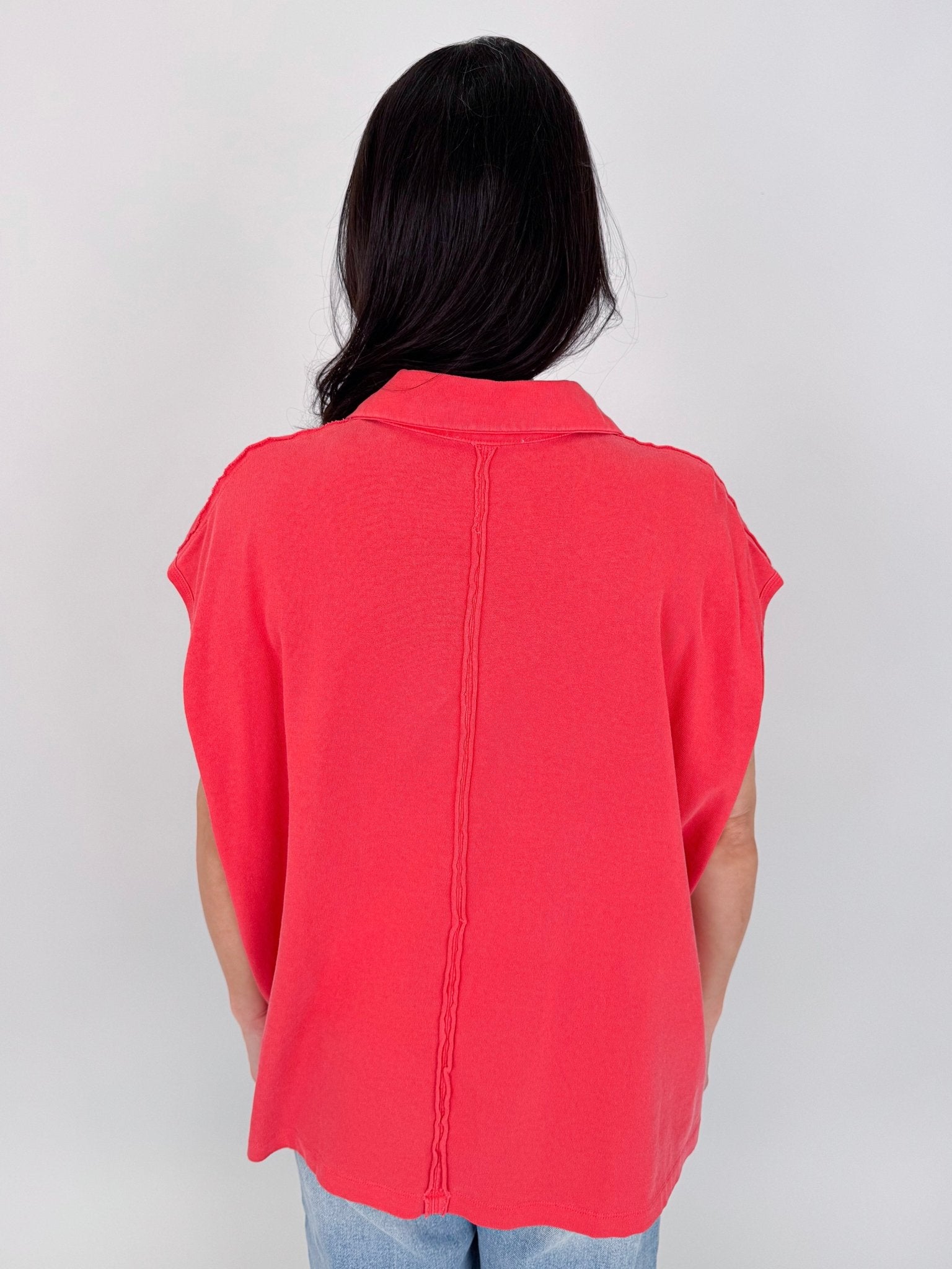 Meadow Muse Elevated Tee with polo collar and washed cotton finish — Paper Doll