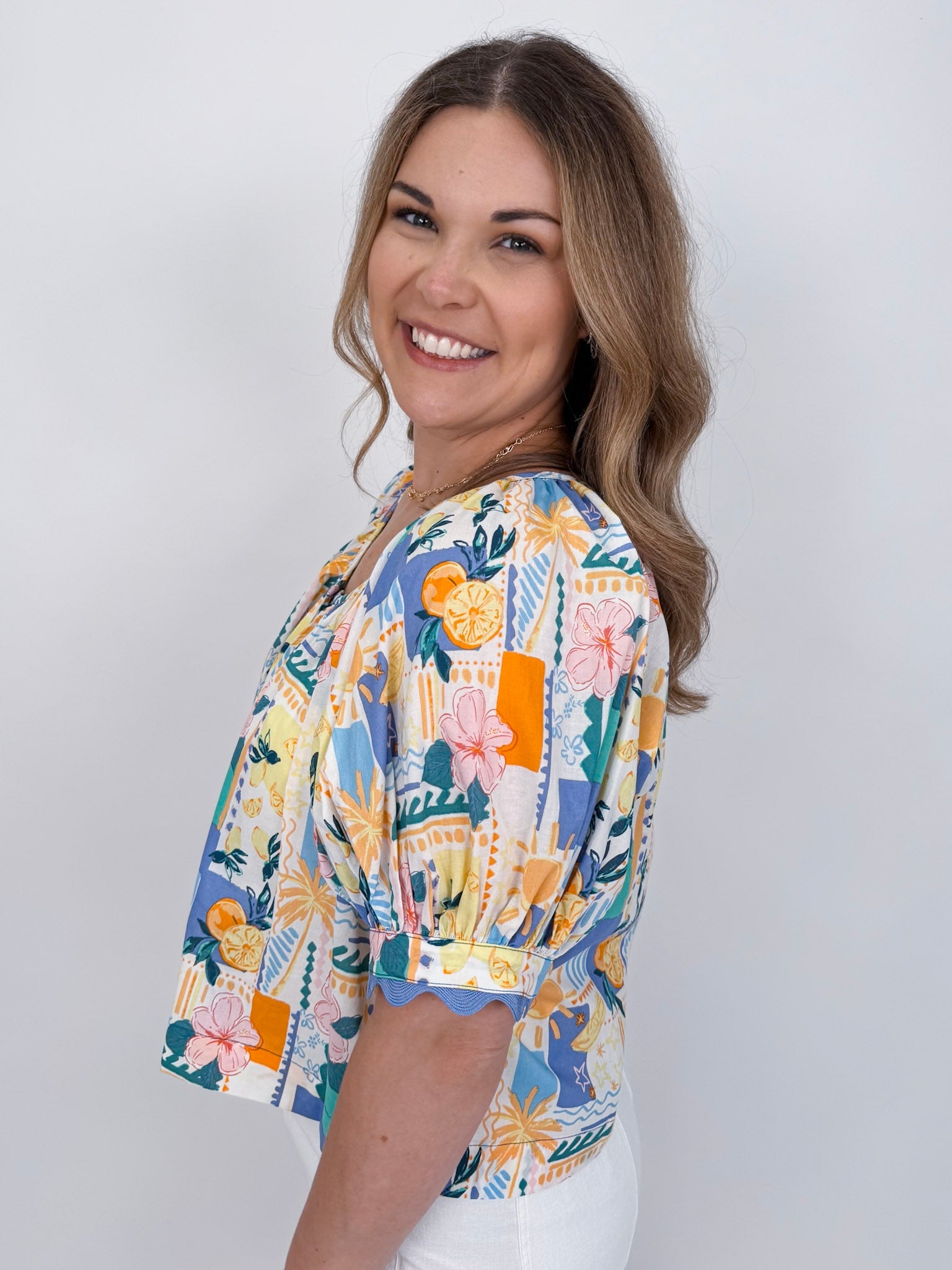 Celeste Patchwork Print Top - PAPER DOLL