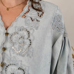 Dreaming Denim Floral Button Top - PAPER DOLL