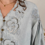 Dreaming Denim Floral Button Top - PAPER DOLL