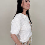 Take Heart Cable Knit Polo Shirt - PAPER DOLL