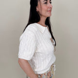 Take Heart Cable Knit Polo Shirt - PAPER DOLL