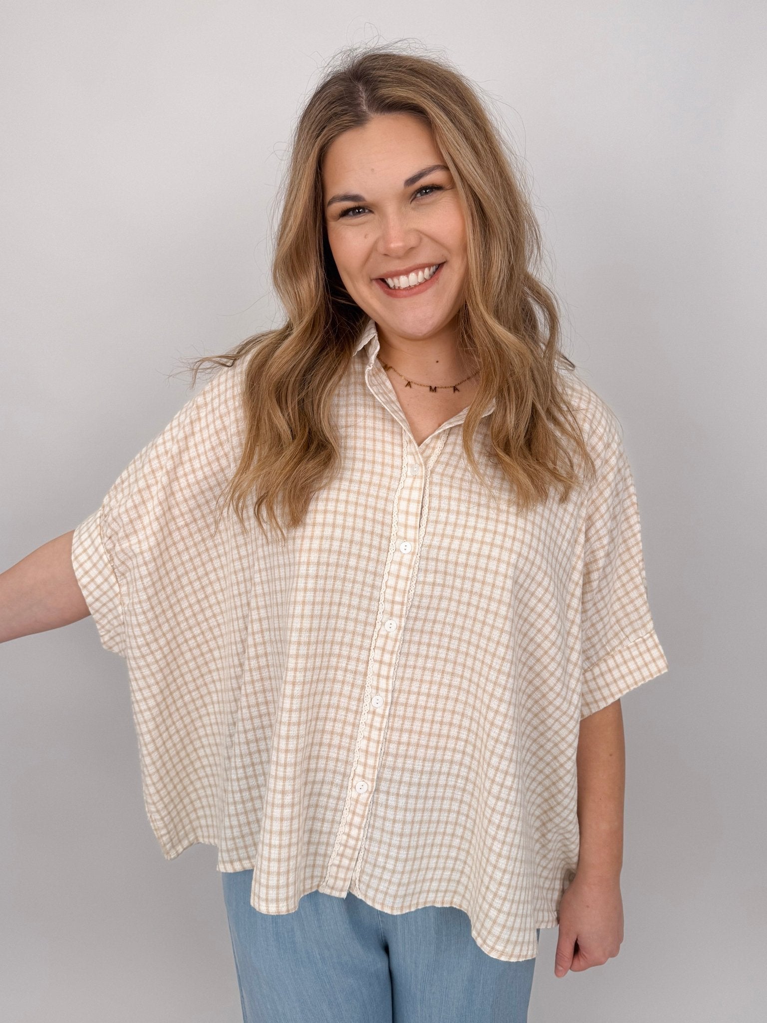 Minding My Business Linen Button Up - PAPER DOLL