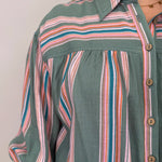 Wren Striped Front Button Top - PAPER DOLL