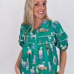 Puppies & Swans Button Up Top - PAPER DOLL