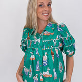 Puppies & Swans Button Up Top - PAPER DOLL