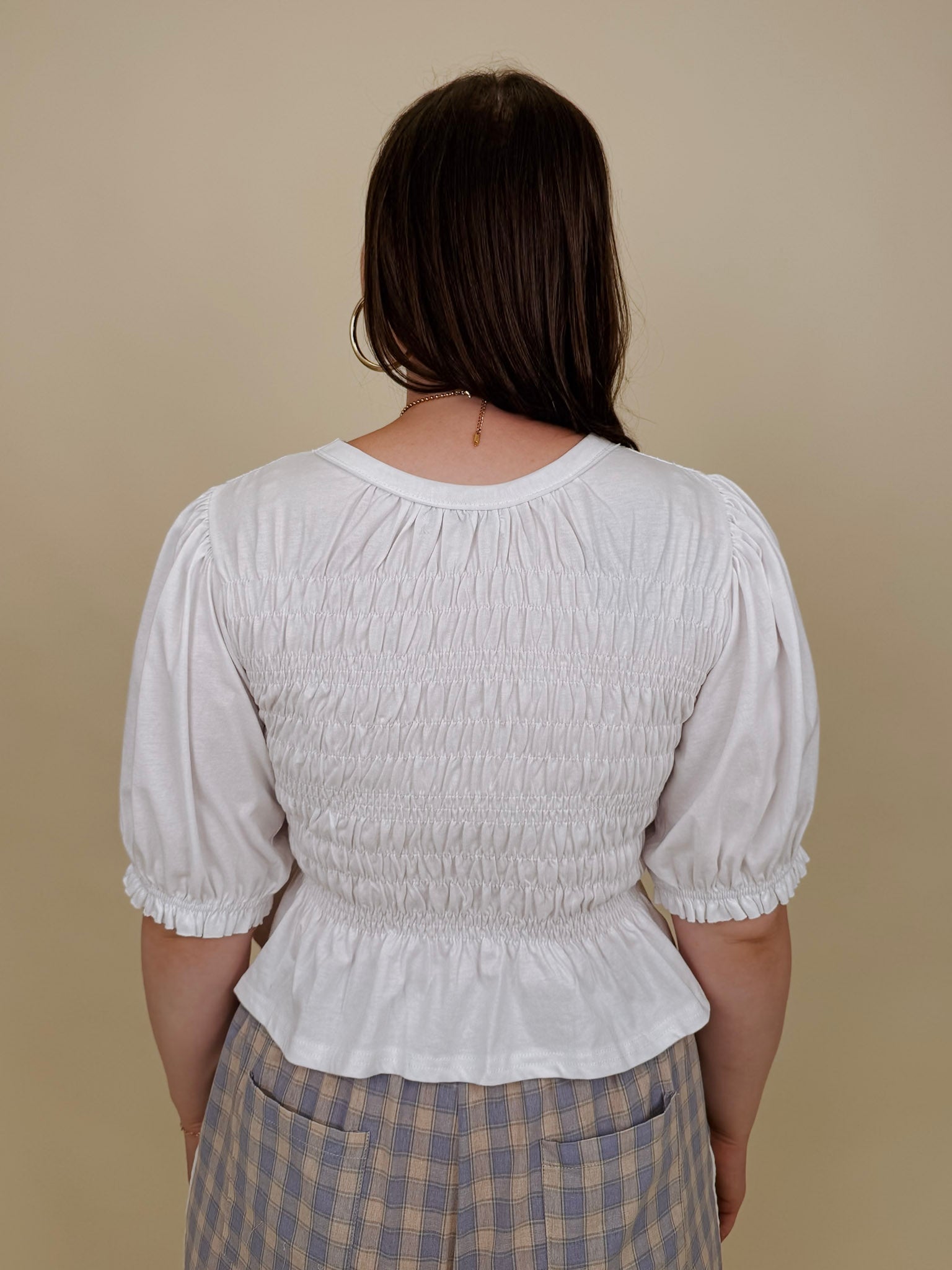 Clover Smocked Puff Sleeve Blouse - PAPER DOLL