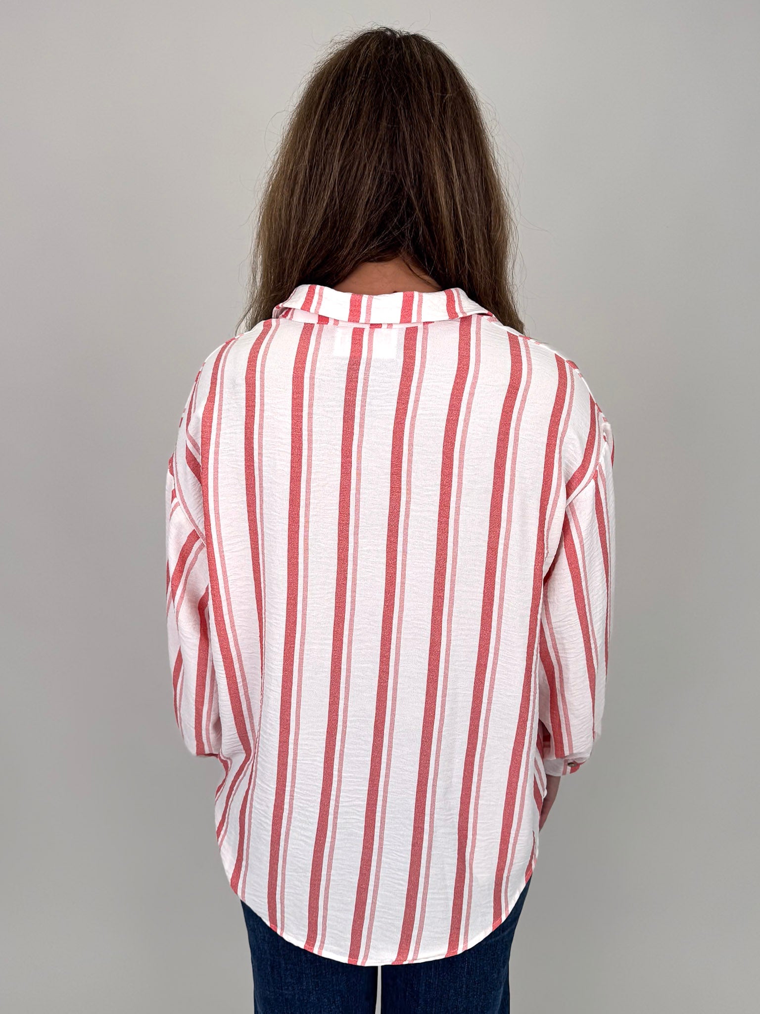 Carmen Striped Button Up Top - PAPER DOLL
