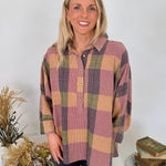 Just Saying Plaid Button Up Top - PAPER DOLL