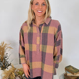 Just Saying Plaid Button Up Top - PAPER DOLL