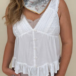 Etta V-Neck Lace Trim Top - PAPER DOLL