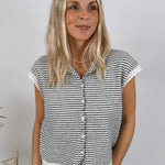 Leona Striped Sweater Vest Cardigan - PAPER DOLL
