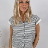 Leona Striped Sweater Vest Cardigan - PAPER DOLL