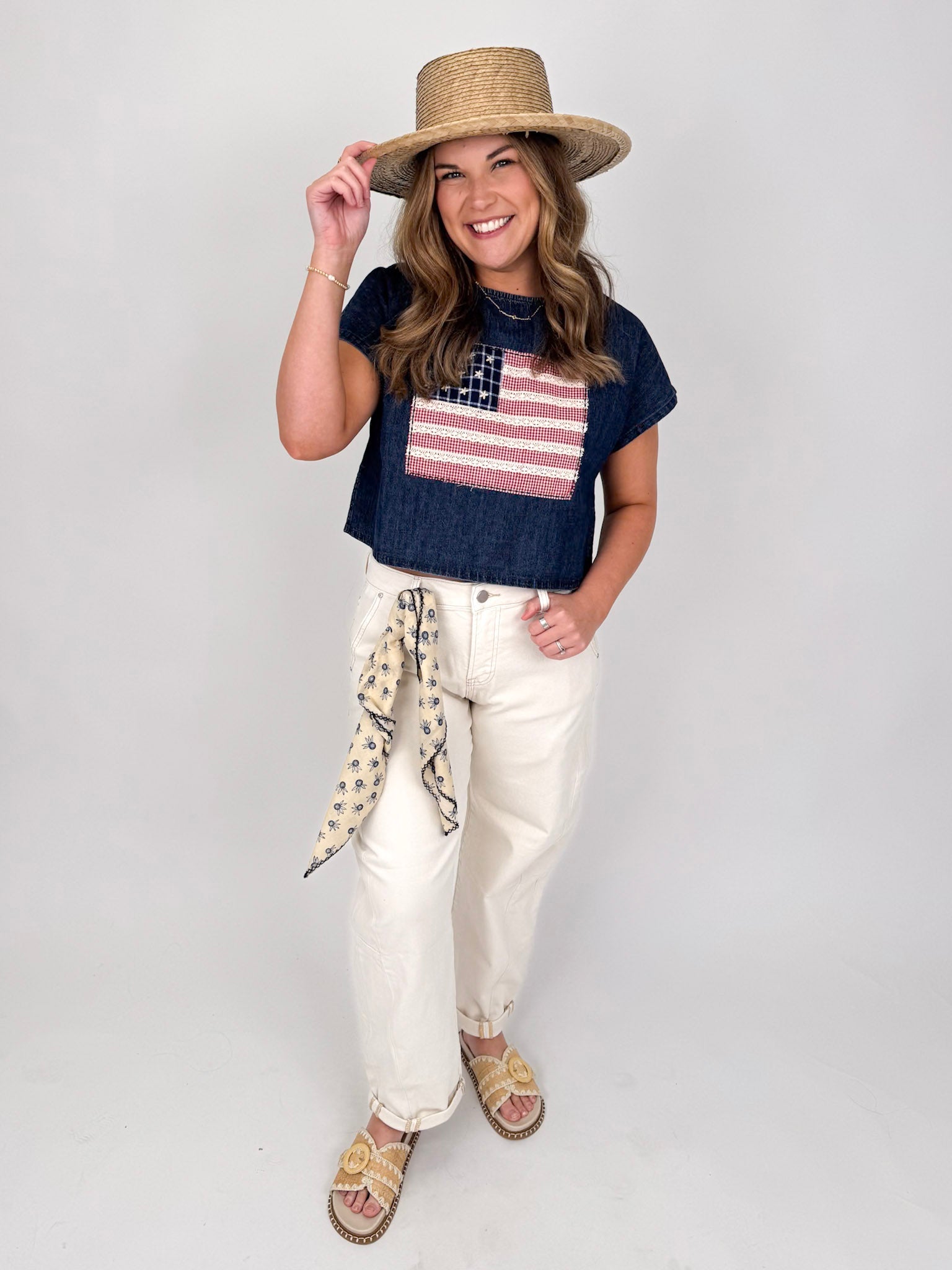 Americana Mixed Fabric Flag Top - PAPER DOLL