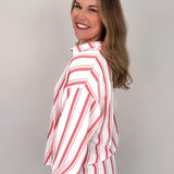 Carmen Striped Button Up Top - PAPER DOLL