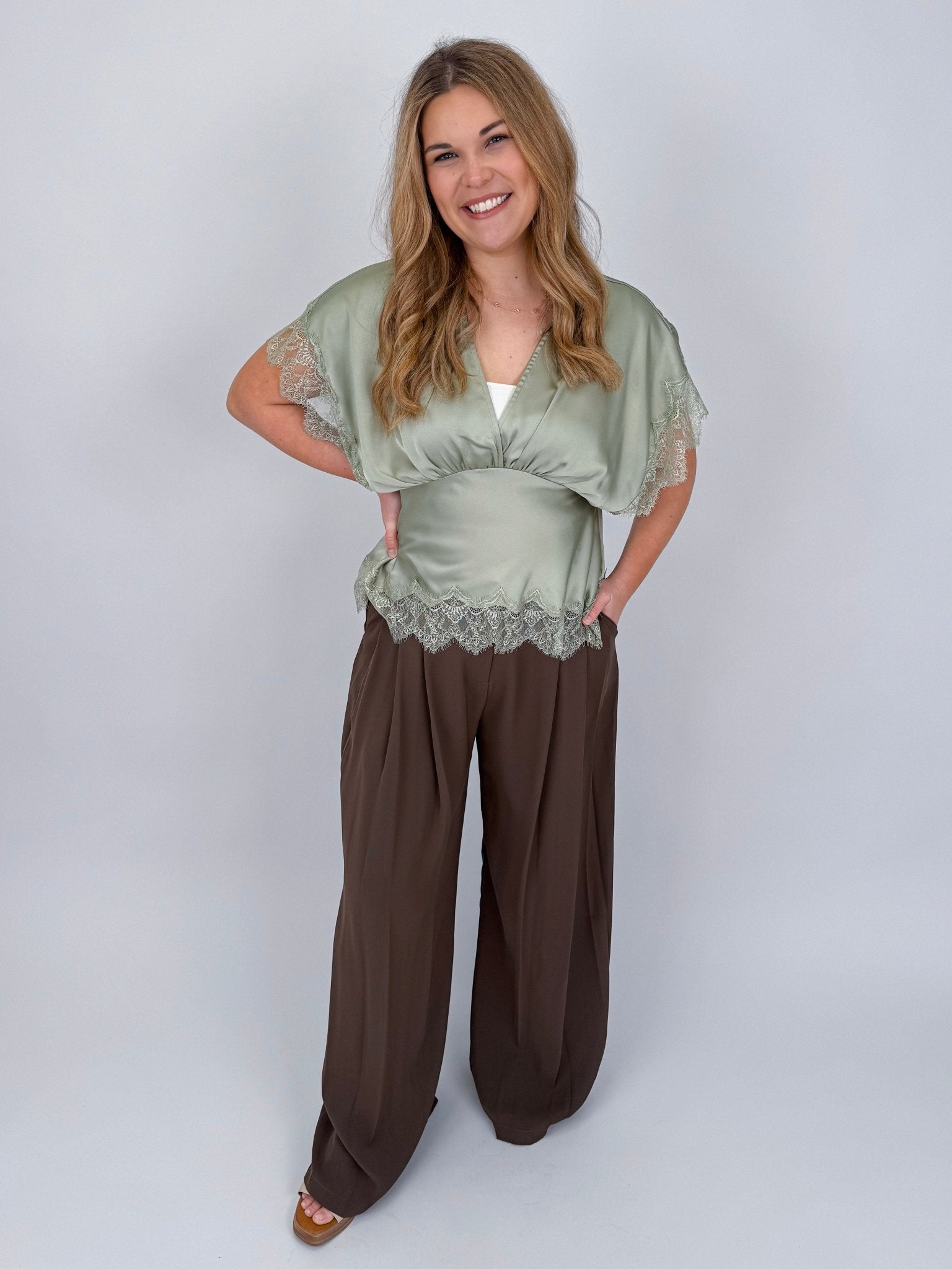 Touch Of Grace V - Neck Blouse - PAPER DOLL