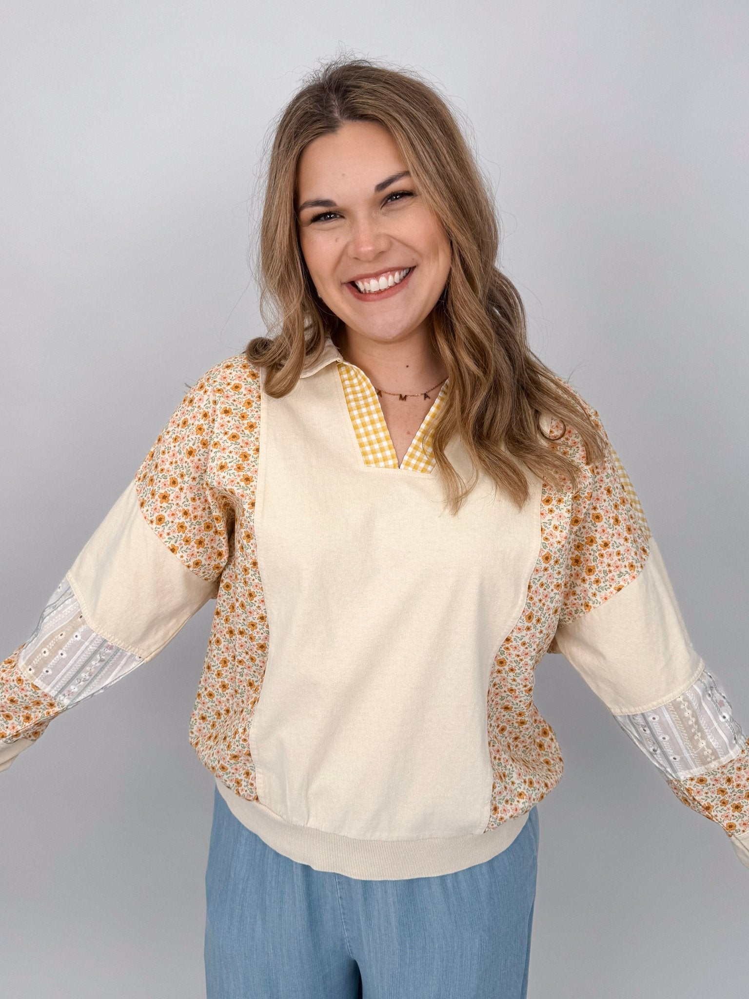 Sowing Seeds Mixed Print Top - PAPER DOLL