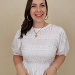 Clover Smocked Puff Sleeve Blouse - PAPER DOLL
