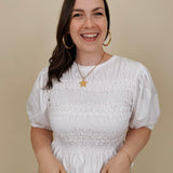 Clover Smocked Puff Sleeve Blouse - PAPER DOLL