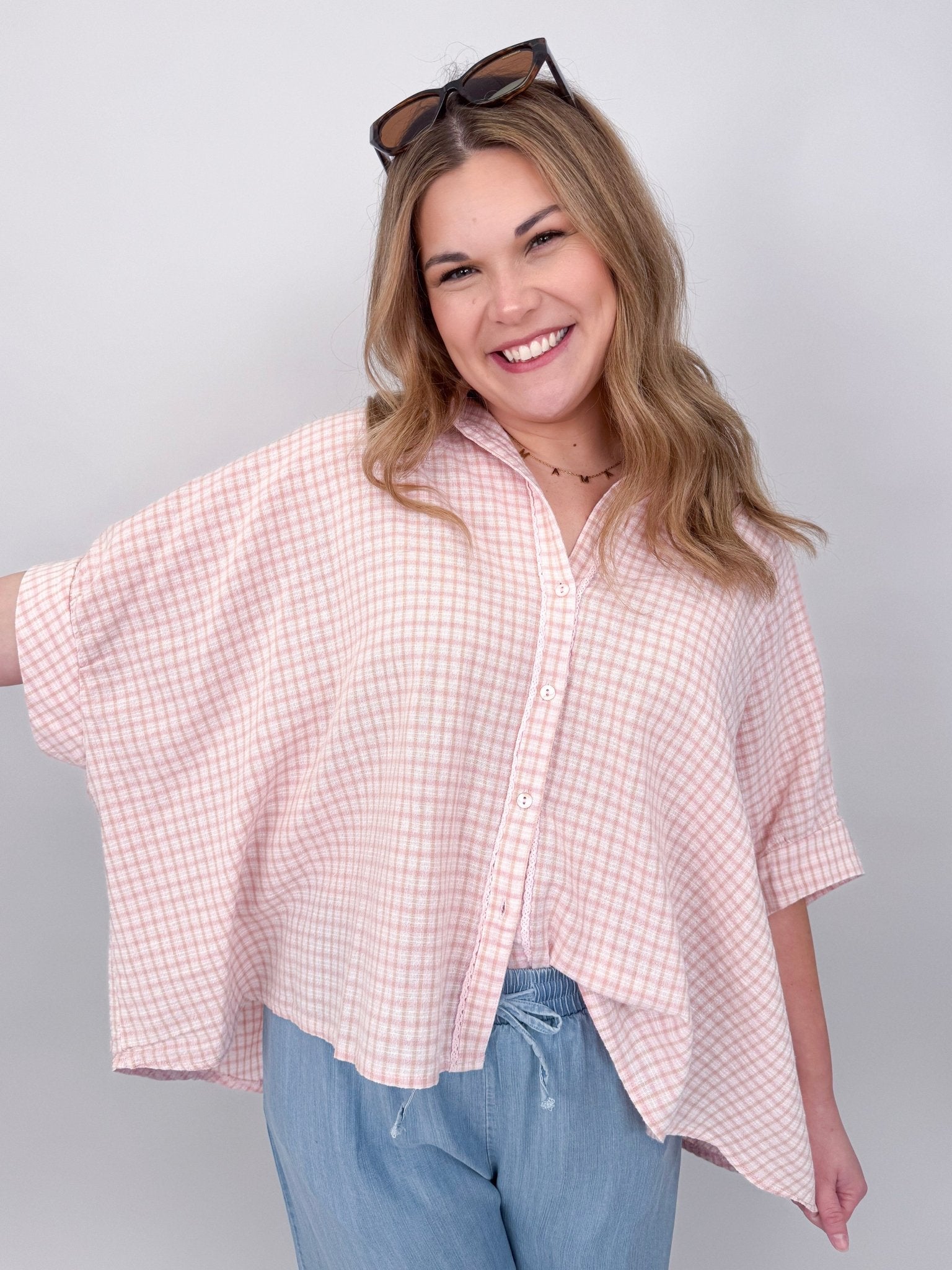 Minding My Business Linen Button Up - PAPER DOLL