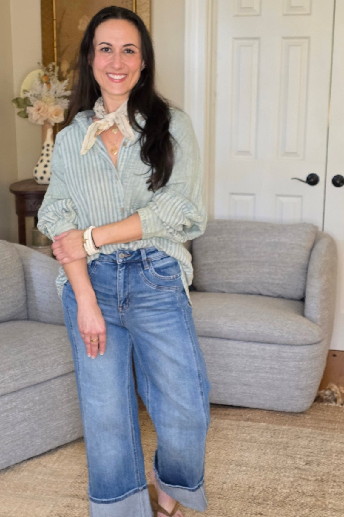 Beverly Striped Button Up Top - PAPER DOLL