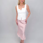 Mindy Lace Trim Linen Top - PAPER DOLL